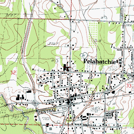Topographic Map of East Rankin Academy, MS