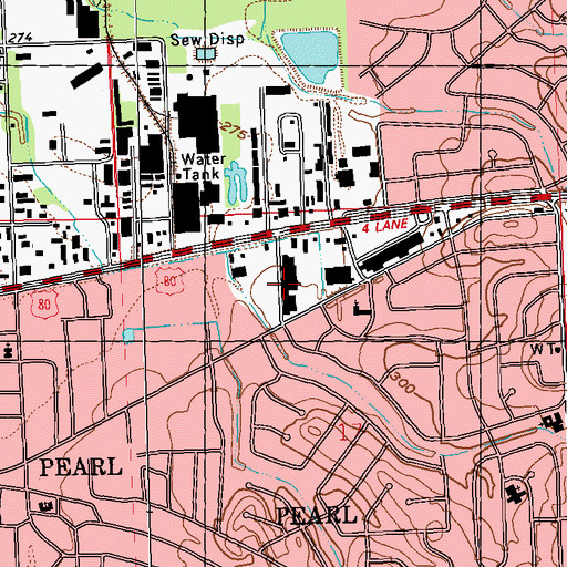 Topographic Map of Eastgate Village Shopping Center, MS