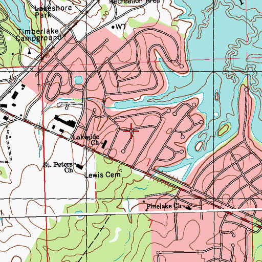 Topographic Map of Harbourview, MS