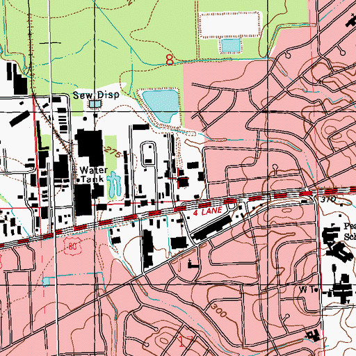 Topographic Map of Jones Shopping Center, MS