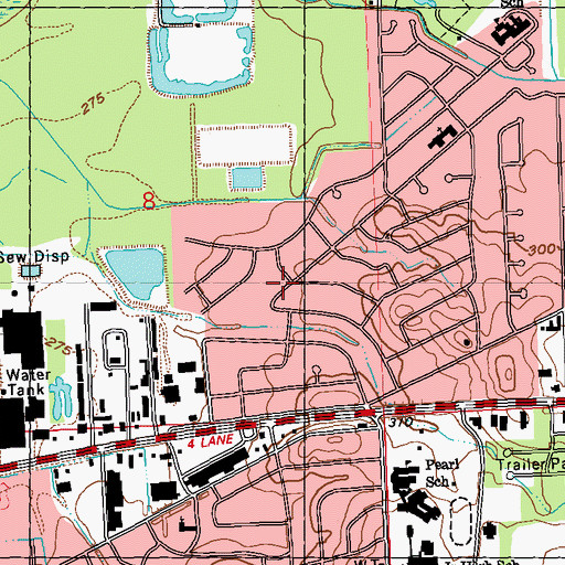 Topographic Map of Kings Heights, MS