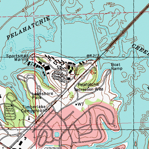 Topographic Map of Lakeshore, MS