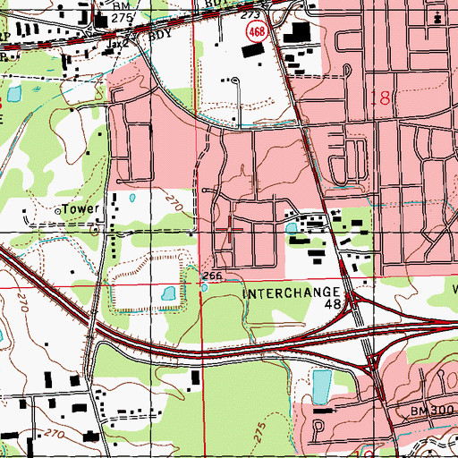 Topographic Map of Melvin Heights, MS