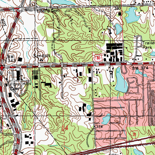 Topographic Map of Metro Airport Industrial Park, MS