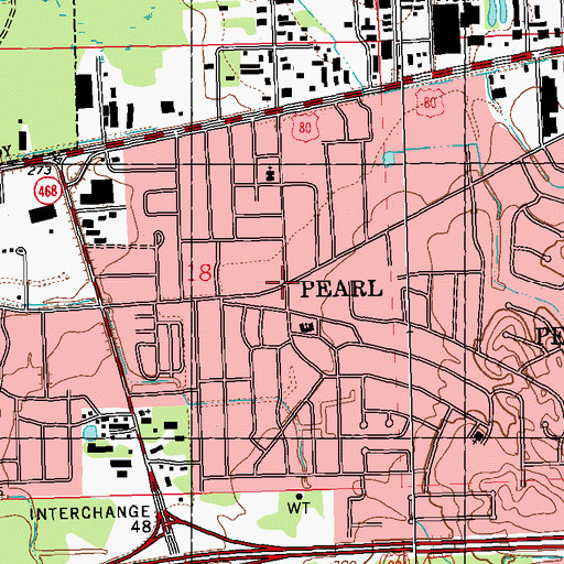 Topographic Map of Metropolitan Baptist Church, MS