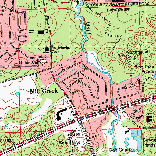 Topographic Map of Mill Creek, MS