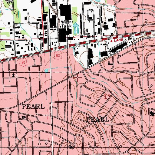 Topographic Map of Patton Plaza Shopping Center, MS