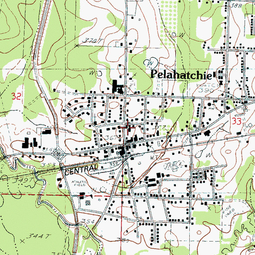 Topographic Map of Pelahatchie Baptist Church, MS
