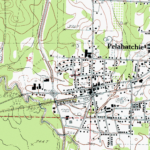 Topographic Map of Pelahatchie Methodist Church, MS