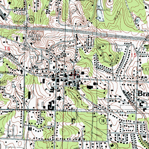 Topographic Map of Rankin County Courthouse, MS