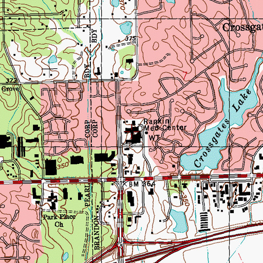 Topographic Map of Merit Health Rankin, MS