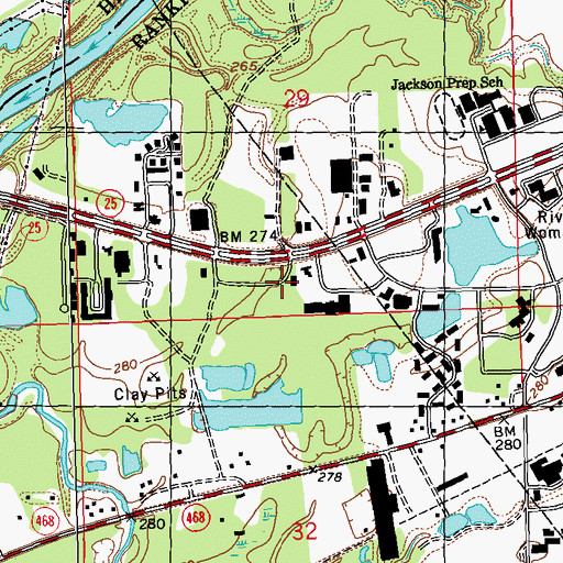 Topographic Map of River Oaks Industrial Park, MS