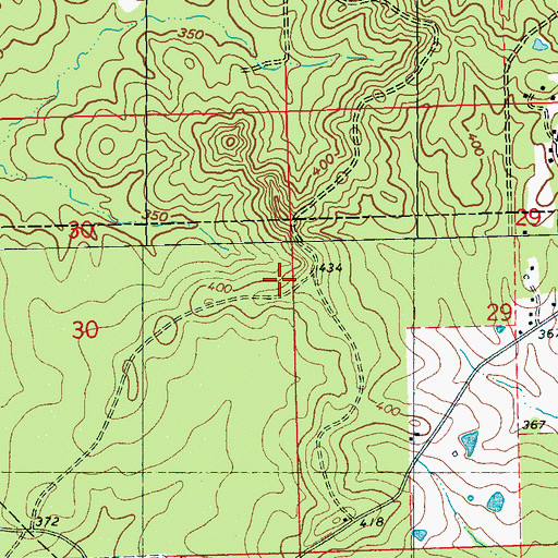 Topographic Map of Sand Hill School (historical), MS