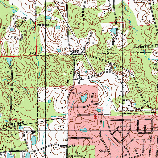 Topographic Map of The Commons, MS