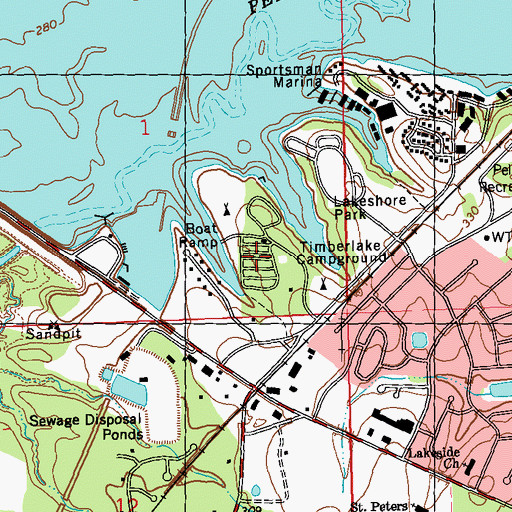 Topographic Map of Timber Lakes, MS