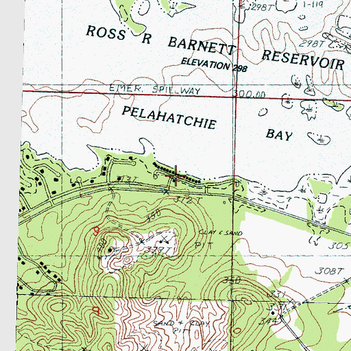Topographic Map of Waterwood, MS