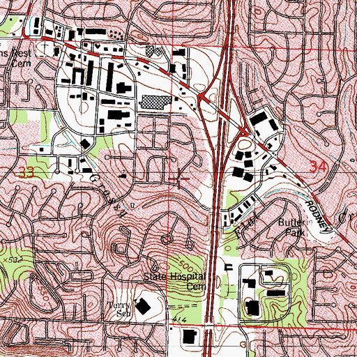Topographic Map of Walnut Valley Christian Academy, AR