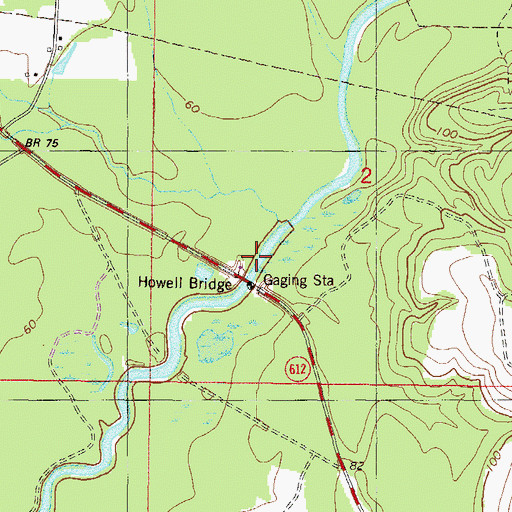 Topographic Map of Howells Ferry (historical), MS
