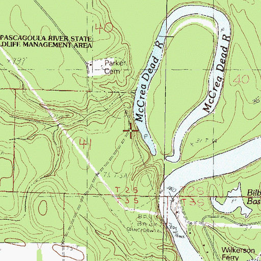 Topographic Map of McCray Bluff, MS