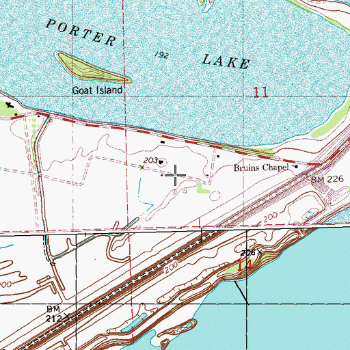 Topographic Map of Bruins Landing, AR
