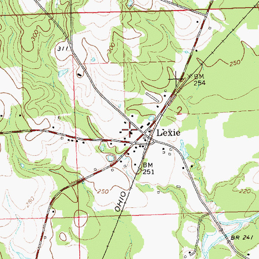 Topographic Map of Lexie Baptist Church, MS