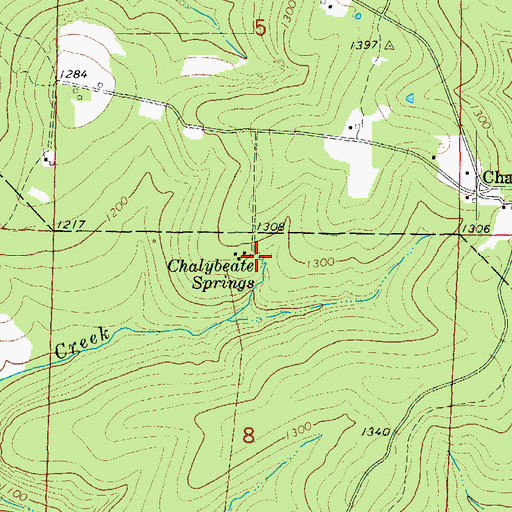 Topographic Map of Chalybeate Springs, AR