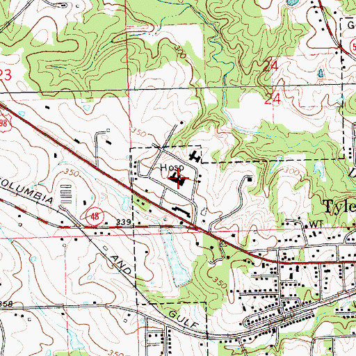 Topographic Map of Walthall County General Hospital, MS