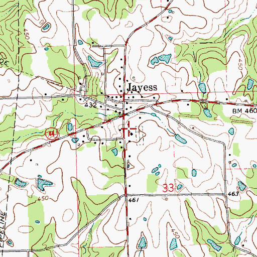 Topographic Map of Jayess Baptist Church, MS