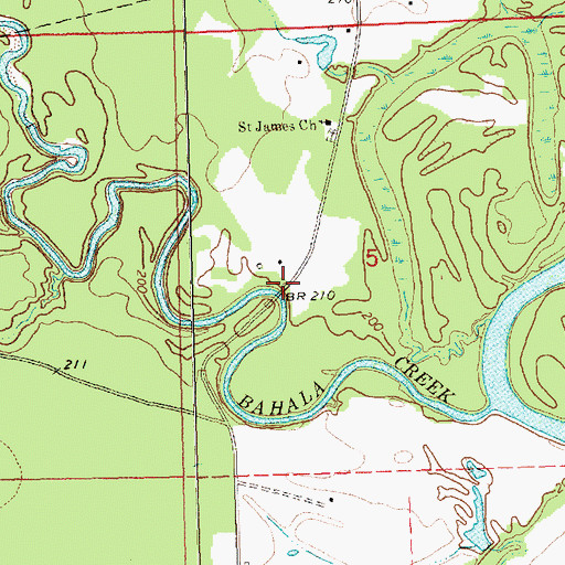 Topographic Map of Pines Ferry (historical), MS