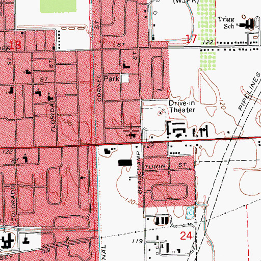 Topographic Map of Calvary Baptist Church, MS