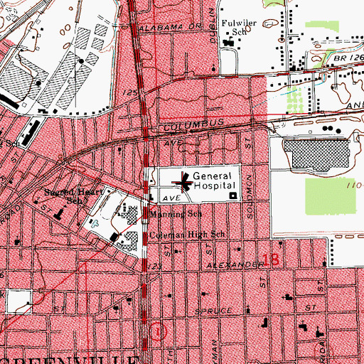 Topographic Map of Delta Regional Medical Center, MS