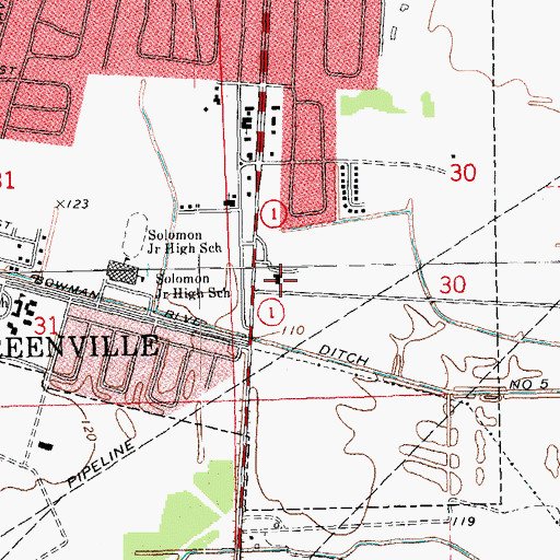 Topographic Map of Elwyn Ward Recreational Center, MS