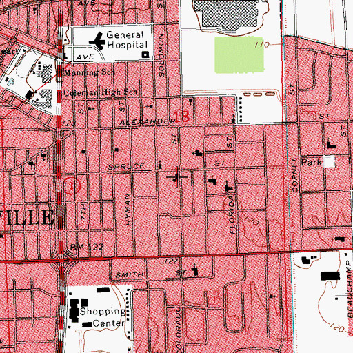 Topographic Map of Ephesus Seventh Day Adventist Church, MS