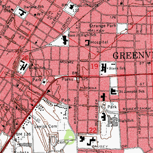 Topographic Map of Fanny Arnold Park, MS