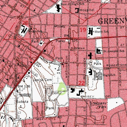 Topographic Map of First Church of Christ Scientist, MS