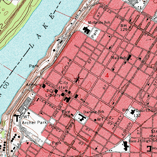 Topographic Map of First United Methodist Church, MS