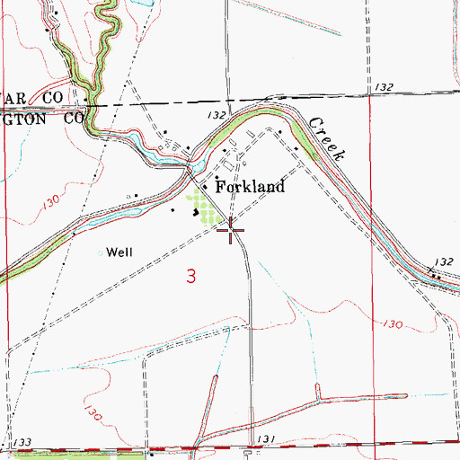 Topographic Map of Forkland Church, MS