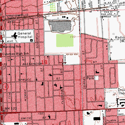 Topographic Map of Four Square Church, MS