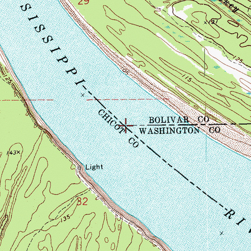 Topographic Map of Georgetown Bend, MS