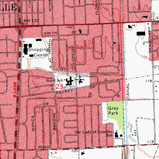 Topographic Map of Grace United Methodist Church, MS