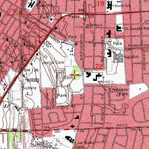 Topographic Map of Greenville Cemetery, MS