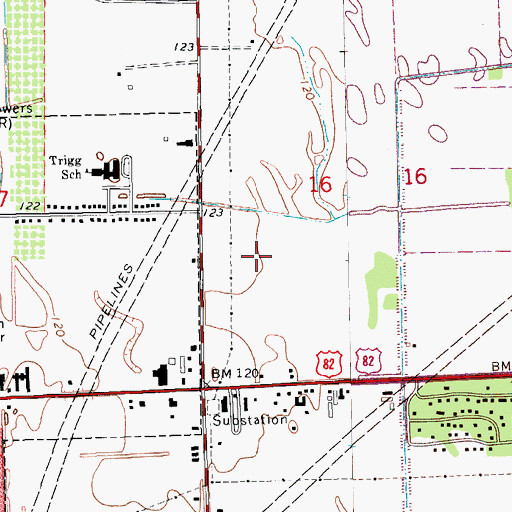 Topographic Map of Greenville Vocational Technical Training Center, MS