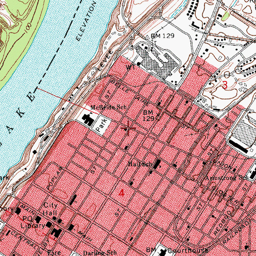 Topographic Map of Hinds Street Baptist Church, MS