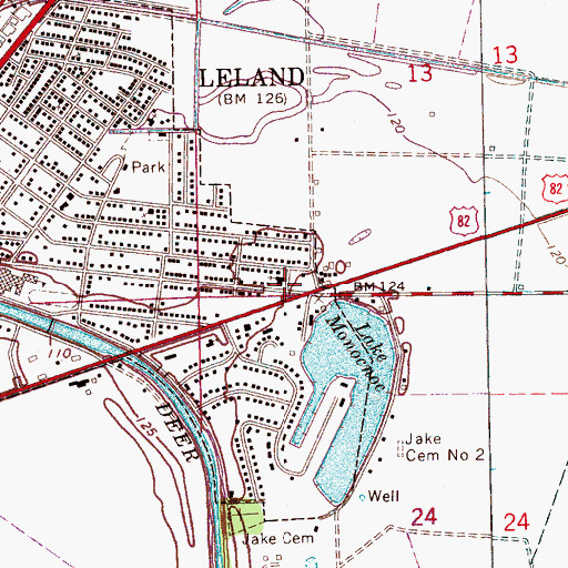 Topographic Map of Lakeview Baptist Church, MS