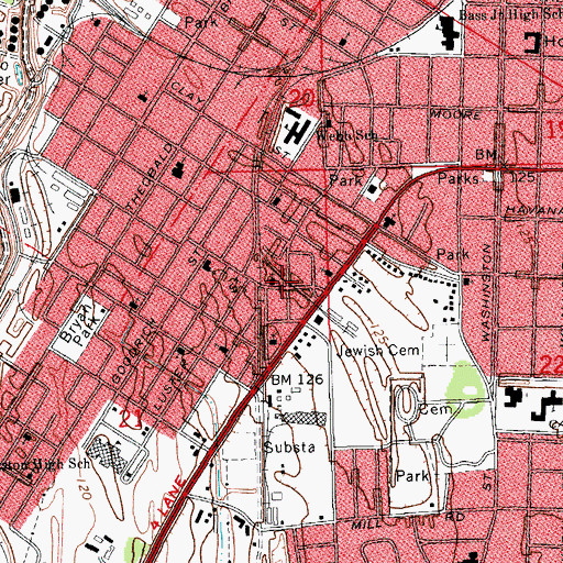 Topographic Map of Mount Mariah Missionary Baptist Church, MS