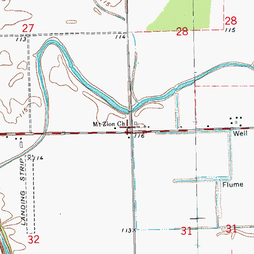 Topographic Map of Mount Zion Missionary Baptist Church, MS