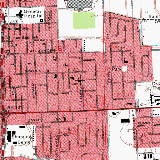 Topographic Map of Olivet Baptist Church, MS