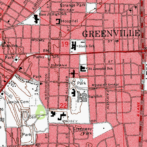 Topographic Map of Parkview Baptist Church, MS