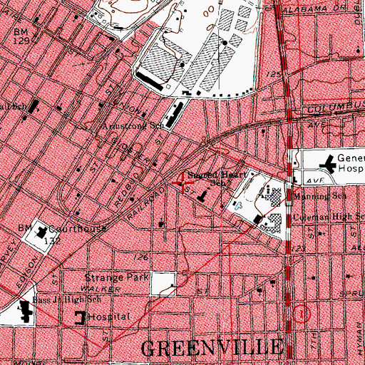 Topographic Map of Sacred Heart Catholic Church, MS