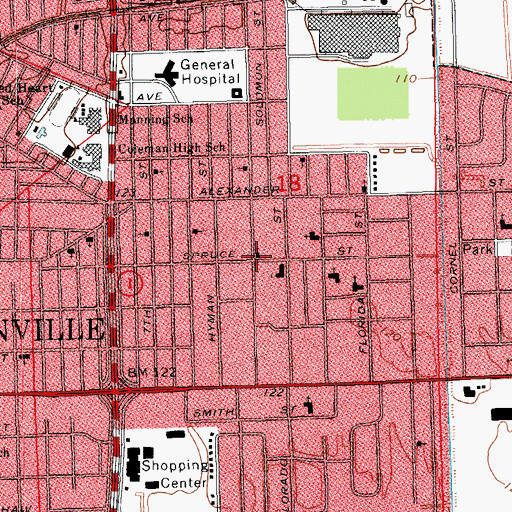 Topographic Map of Saint Marys Baptist Church, MS